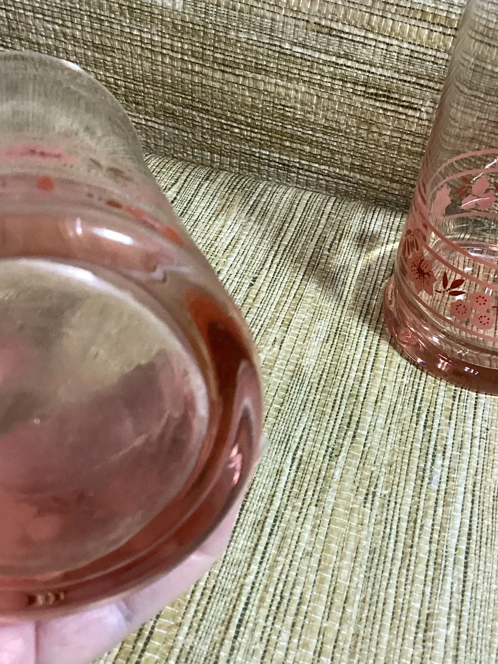 Vintage Libbey Set of 4 Pink Floral Highball Glasses